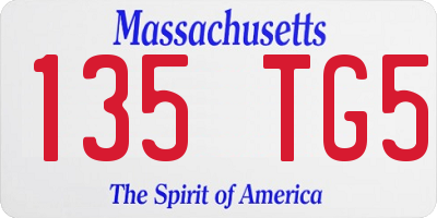 MA license plate 135TG5