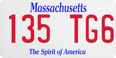 MA license plate 135TG6