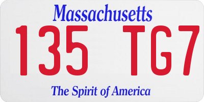 MA license plate 135TG7