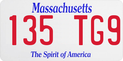 MA license plate 135TG9