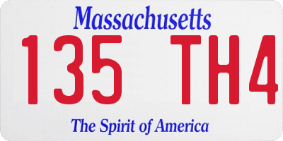 MA license plate 135TH4