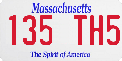 MA license plate 135TH5