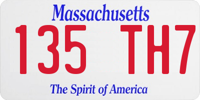 MA license plate 135TH7