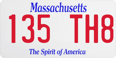 MA license plate 135TH8