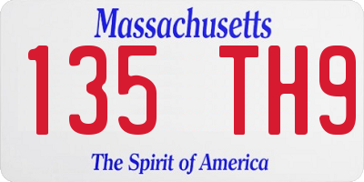 MA license plate 135TH9