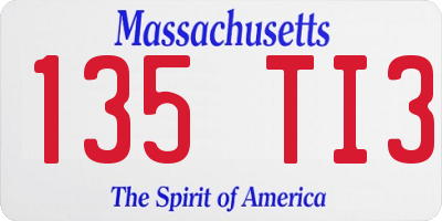 MA license plate 135TI3