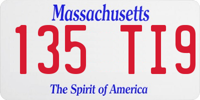 MA license plate 135TI9