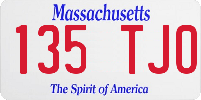 MA license plate 135TJ0