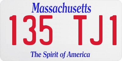 MA license plate 135TJ1