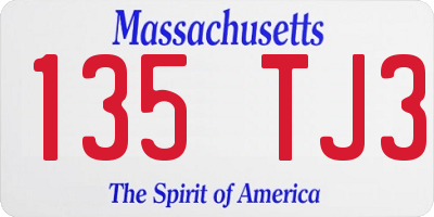 MA license plate 135TJ3