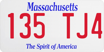 MA license plate 135TJ4