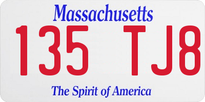 MA license plate 135TJ8