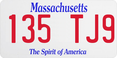 MA license plate 135TJ9