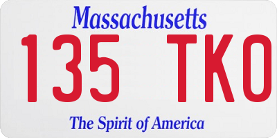 MA license plate 135TK0