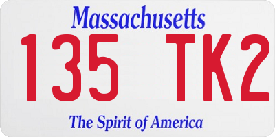 MA license plate 135TK2