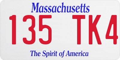 MA license plate 135TK4