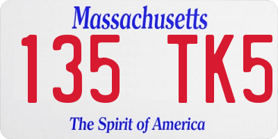 MA license plate 135TK5