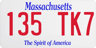 MA license plate 135TK7