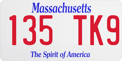 MA license plate 135TK9