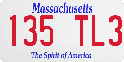 MA license plate 135TL3