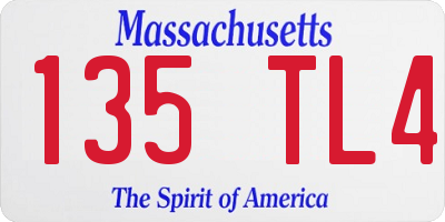 MA license plate 135TL4