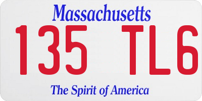 MA license plate 135TL6