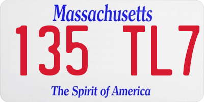 MA license plate 135TL7