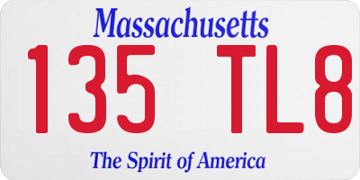 MA license plate 135TL8