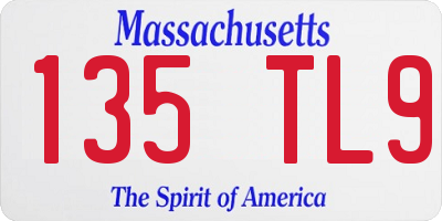 MA license plate 135TL9