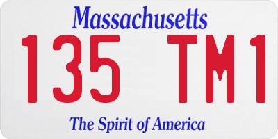 MA license plate 135TM1