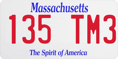 MA license plate 135TM3