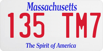 MA license plate 135TM7