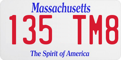 MA license plate 135TM8