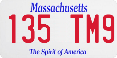 MA license plate 135TM9