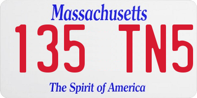 MA license plate 135TN5