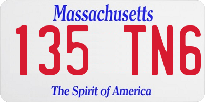 MA license plate 135TN6