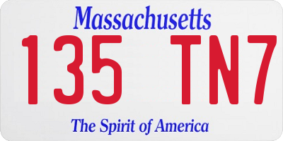 MA license plate 135TN7