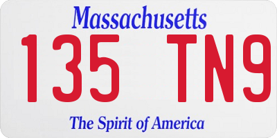 MA license plate 135TN9