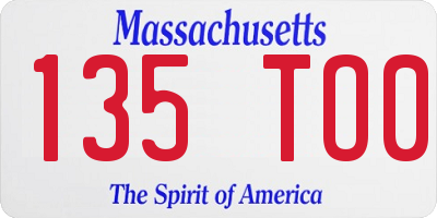 MA license plate 135TO0