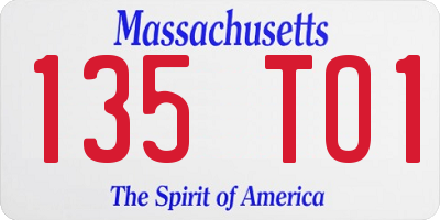 MA license plate 135TO1