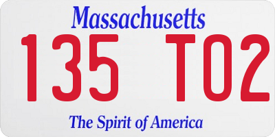MA license plate 135TO2