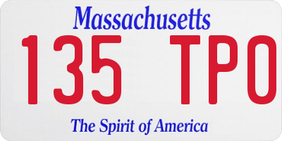 MA license plate 135TP0