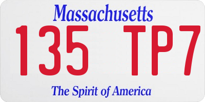 MA license plate 135TP7