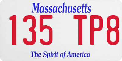 MA license plate 135TP8