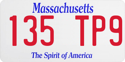 MA license plate 135TP9