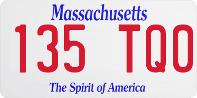 MA license plate 135TQ0