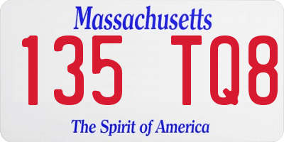 MA license plate 135TQ8