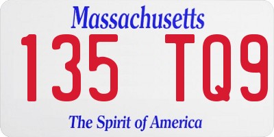 MA license plate 135TQ9