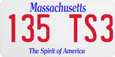 MA license plate 135TS3