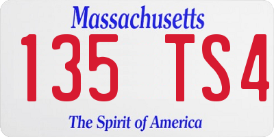 MA license plate 135TS4